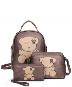Fashion Bear 3-in-1 Backpack Set BZ-XM21204T3 BRONZE